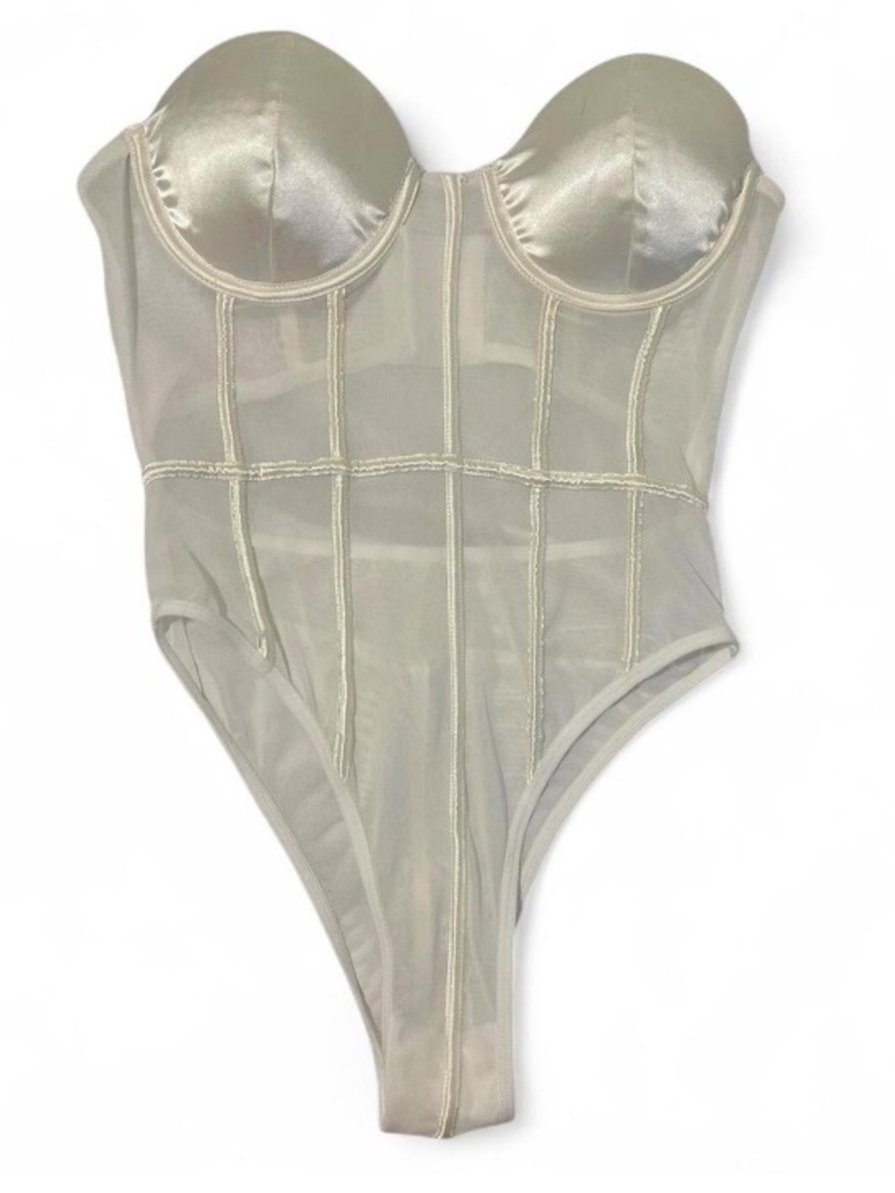 Nasty Gal Mesh Satin Bustier Lingerie Bodysuit Small Coquette